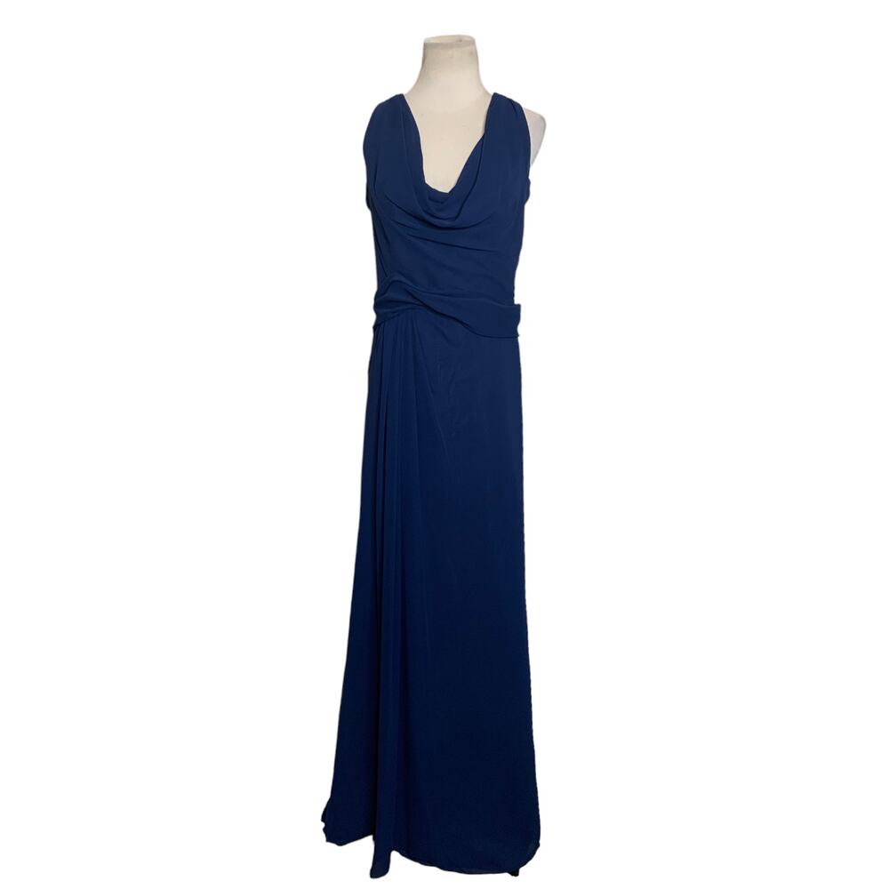 JIM HJELM blue sleeveless cowl neck formal dress size 14